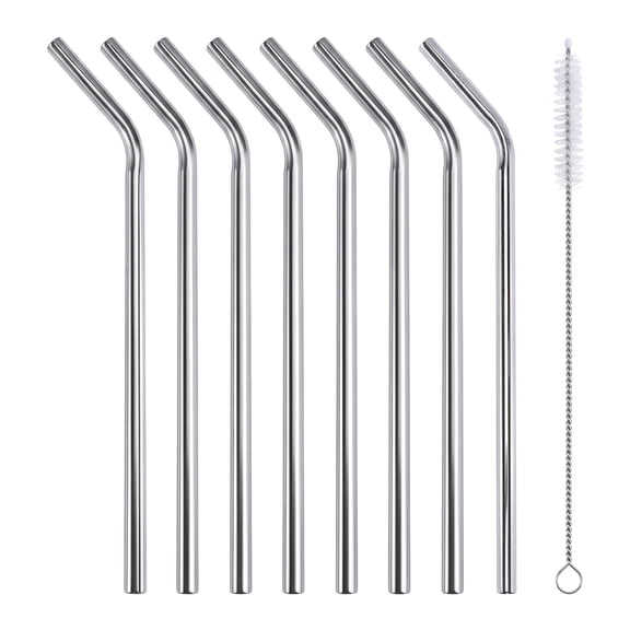 REGALWOVEN 8 Pcs Reusable Straws, Stainless Steel Straws with Brush, Long Drinking Straws for 40 oz Tumbler, Dishwasher Straws Bend pipe