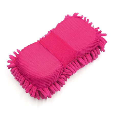 REGALWOVEN 8-Shape Microfiber Fiber Chenille Sponge Car Wash Cleaning Glove Pad Rose Red