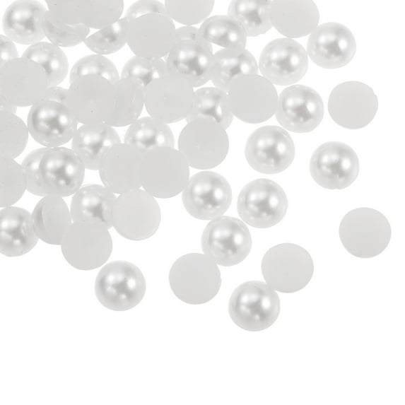 REGALWOVEN 8mmAB Flat Back Pearls Loose Half Round Resin Pearl Beads DIY Crafts White