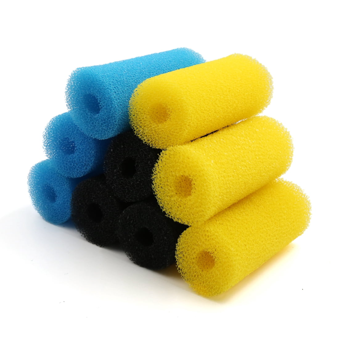REGALWOVEN 9pcs Yellow Blue Black 2.6inch Dia Aquarium Pre-Filter Sponge Filter Cartridges