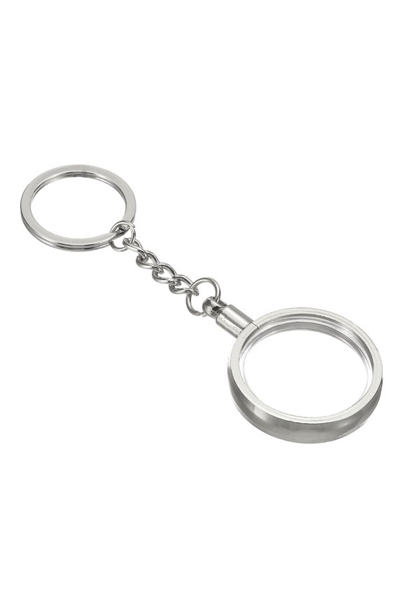 AA Coin Holder Keychain, Round Medallion Holder Metal Key Ring Silver 30mm