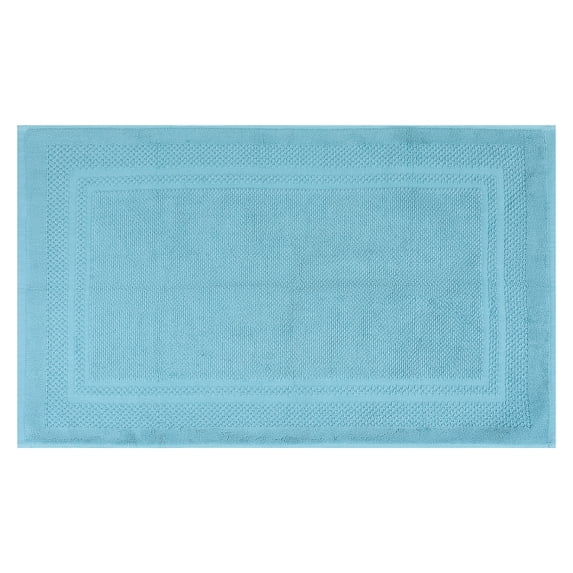 REGALWOVEN Absorbent Foldable Washable Cotton Bath Rugs Quick Dry Floor Carpet Shower Mat Outside Shower Home Spa Bathmat Blue 18" x 30"