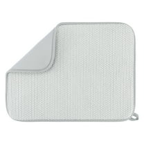 REGALWOVEN Absorbent Microfiber Dish Drying Mat for Kitchen Counter and Sink Gray 15.7*11.8 inch