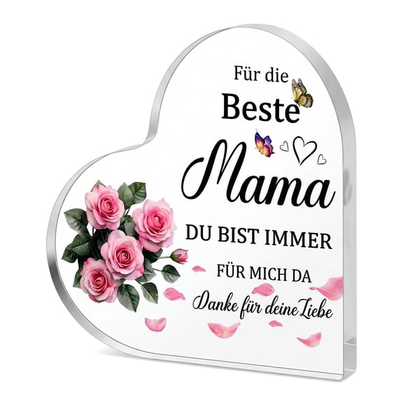REGALWOVEN Acrylic Heart Desk Sign Gift, Inspirational Clear Keepsake Plaque for Coworker Boss Friend, Birthday Retirement Decor Roses Pattern 3.9"