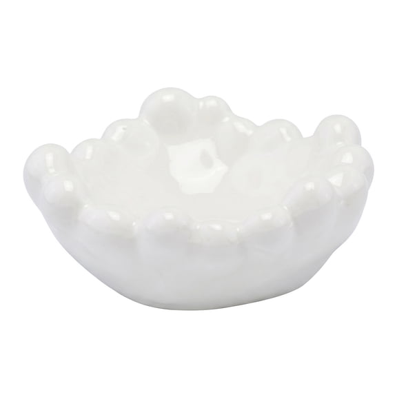 REGALWOVEN Aesthetic White Cloud Ceramic Storage Jar - Nordic Bubble Box with Lid - Minimalist Trinket Organizer for Vanity White 5"L x 4.6"W x 2.2"H