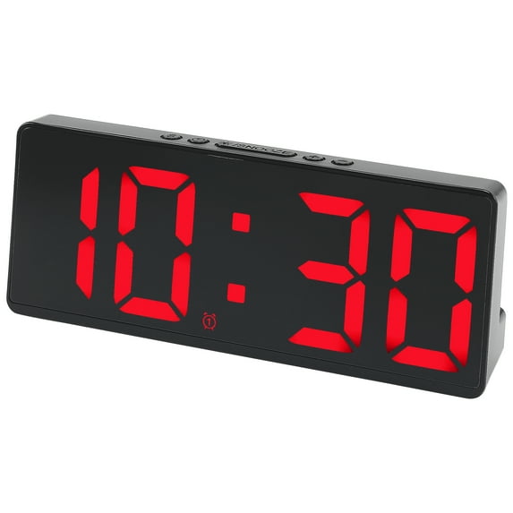 REGALWOVEN Alarm Clock Five Color Lights, Dual Alarms, Adjustable Brightness for Bedroom/Dorm Black Housing and Red Light 6.1"L x 0.9"W x 2.5"H
