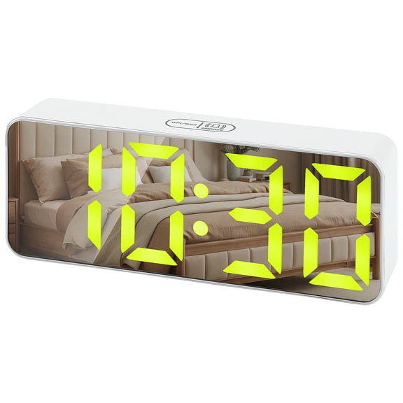 REGALWOVEN Alarm Clock with Voice Control - 3-Level Brightness, Three Alarms, Snooze Function, Fits Bedroom White Housing and White Light 5.5"L x 1.2"W x 2.2"H