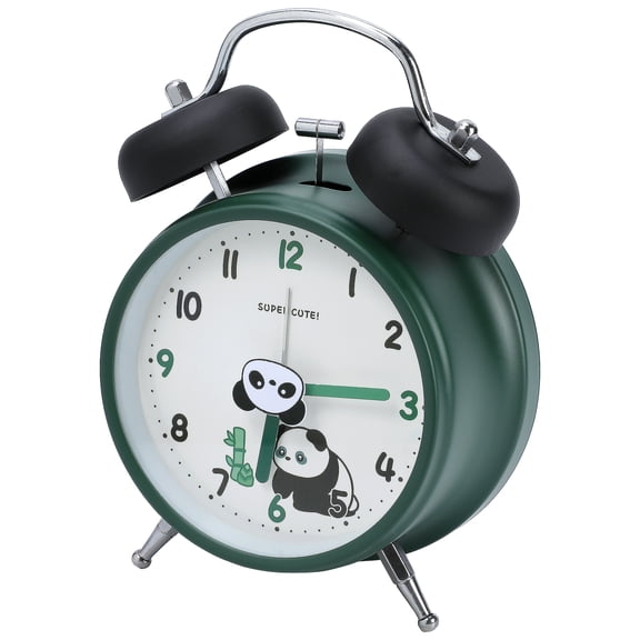 REGALWOVEN Alarm Clock for Heavy Sleepers,Cute Panda Pattern Design, Loud Bell Sound, Fits Guest Room/Bedside Dark Green 4.6"L x 2.2"W x 6.6"H