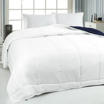 REGALWOVEN All Season Comforter, Soft Lightweight Quilted Down Duvet Insert with 6 Corner Tabs White/Navy Queen