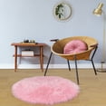 thumbnail image 1 of REGALWOVEN Area Rug Faux Fur Carpet for Home, 3x3 Feet Round, Light Pink, 1 of 8
