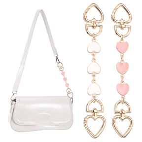 REGALWOVEN Bag Extender Chain, 2 Pcs Purse Strap Extenders Heart Shape Chain for Handbag Decoration, White/Pink