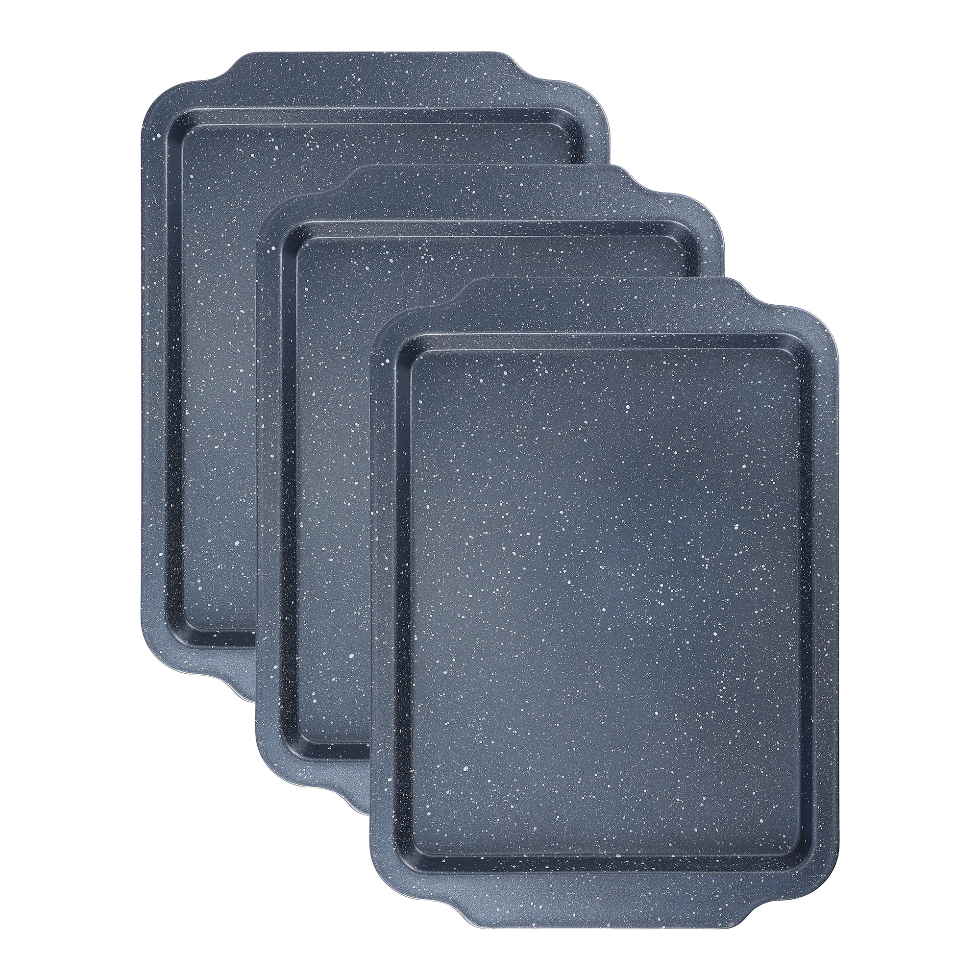 REGALWOVEN Baking Sheet Pan Set of 3, Solid Cookie Sheets for Oven Cooking, Nonstick Cake Pan, Large Thick Sheet Pans Black 13.7*9.8*0.7in