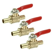 REGALWOVEN Brass Mini Ball Valve Shut-off Valve Hose Barb Red Handle Brass Tone 3Pcs Red 5/16"