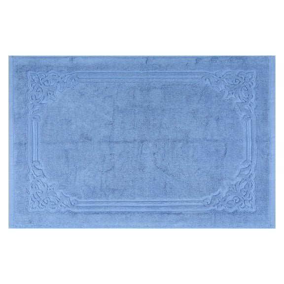 REGALWOVEN Bath Mat for Bathroom, Cotton Absorbent Floor Mats Quick Dry Towel for Hotel Spa Shower Bathtub Rug Blue 18" x 28"