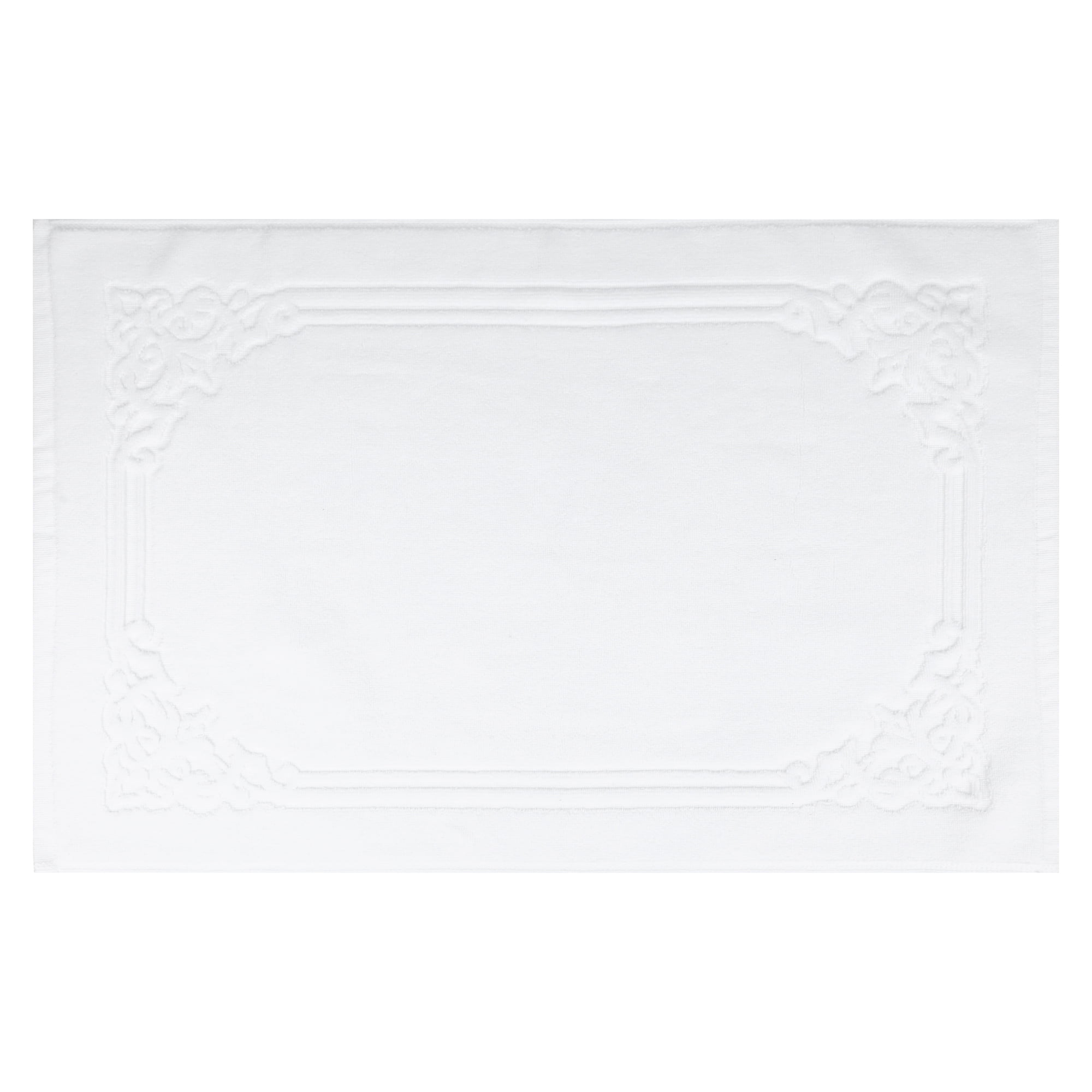 REGALWOVEN Bath Mat for Bathroom, Cotton Absorbent Floor Mats Quick Dry Towel for Hotel Spa Shower Bathtub Rug White 18" x 28"
