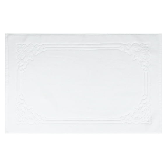 REGALWOVEN Bath Mat for Bathroom, Cotton Absorbent Floor Mats Quick Dry Towel for Hotel Spa Shower Bathtub Rug White 18" x 28"