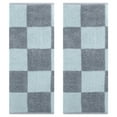thumbnail image 1 of REGALWOVEN Bathroom Checkered Decorative Hand Towel Set 14" x 28", Cotton Face Towels Soft Absorbent for Spa, Bath, Gym, Kitchen Grey and Light Blue Plaid 2-Piece, 1 of 5
