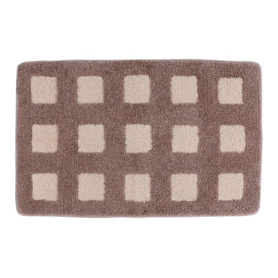 REGALWOVEN Bathroom Rugs Absorbent Non Slip Checkered Bath Mat Soft Plush for Home Decor Brown 32" x 20"