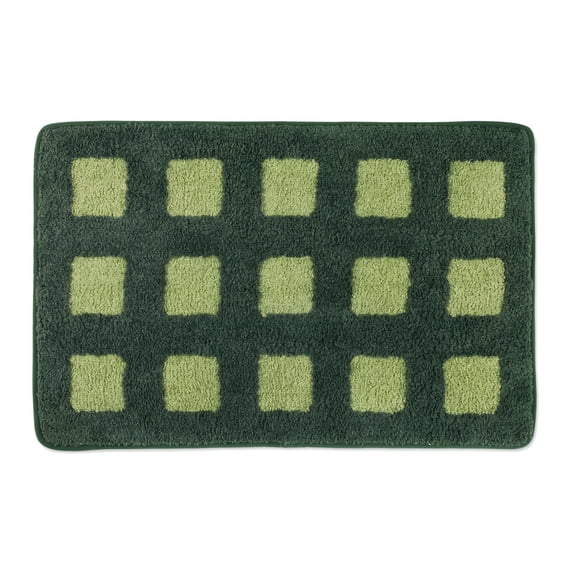 REGALWOVEN Bathroom Rugs Absorbent Non Slip Checkered Bath Mat Soft Plush for Home Decor Green 24" x 16"