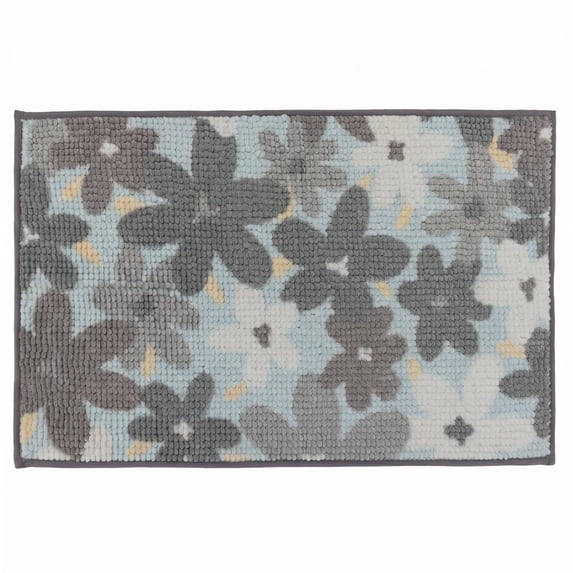 REGALWOVEN Bathroom Rugs Chenille Bath Rug Ultra Soft Absorbent Shower Rug Non Slip Washable Bath Mat Floor Mat for Tub & Kitchen Home Decor Grey 24" x 16"
