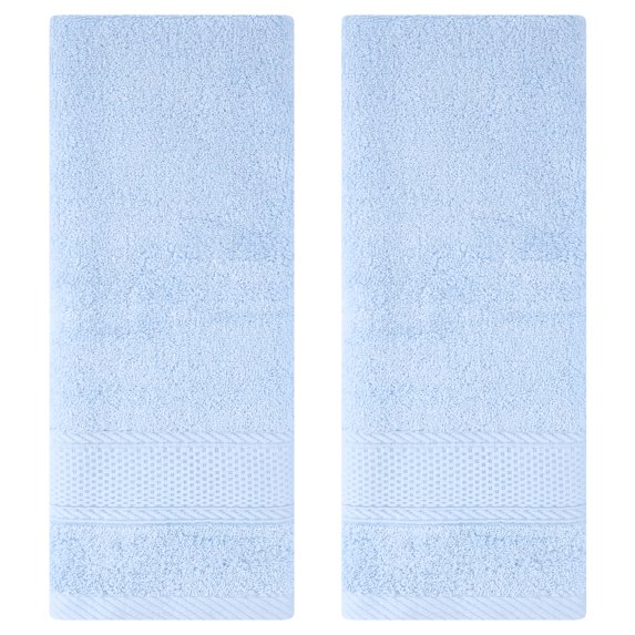 REGALWOVEN Bathroom Solid Hand Towel Set Cotton Face Towels Soft Absorbent for Spa, Bath, Gym, Kitchen Light Blue 2-Piece