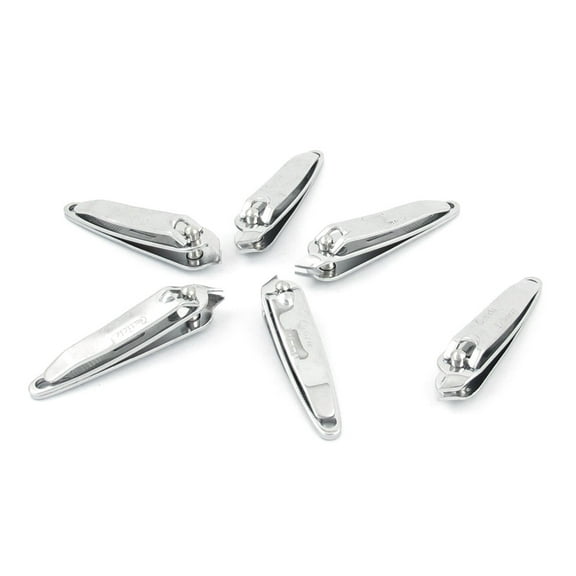 REGALWOVEN Beauty Tool Metallic Slanted Tip Nail Clipper Trimmer 6 Pcs