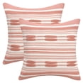thumbnail image 1 of REGALWOVEN Boho Striped Decorative Throw Pillow Covers Pack of 2 Soft Square Cushion Covers for Sofa Bedroom Living Room Home Decor Pink 18" x 18", 1 of 7