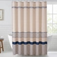 thumbnail image 1 of REGALWOVEN Boho Striped Shower Curtain Sets with 12 Hooks, Faux Linen Look Fabric for Bathroom Blue 71"W x 71"L, 1 of 5