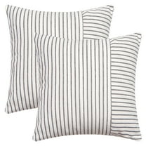 REGALWOVEN Boho Striped Throw Pillow Covers Set of 2 Farmhouse Pillow Cases Home Decor for Couch Sofa Bedroom Black 18" x 18"