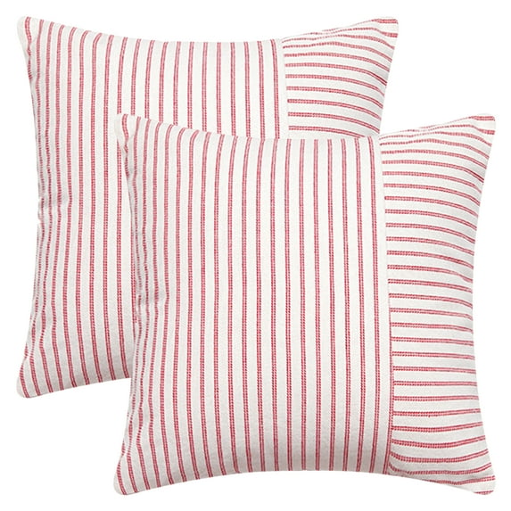 REGALWOVEN Boho Striped Throw Pillow Covers Set of 2 Farmhouse Pillow Cases Home Decor for Couch Sofa Bedroom Red 20 x 20 Inch