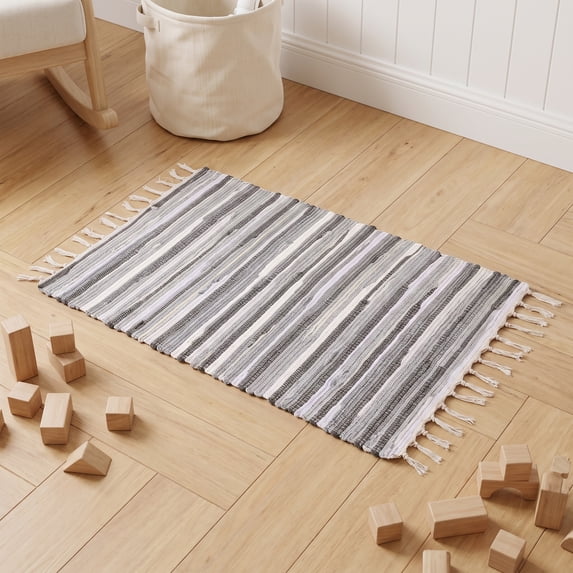 REGALWOVEN Boho Woven Striped Area Rug Machine Washable Tasseled Rag ...