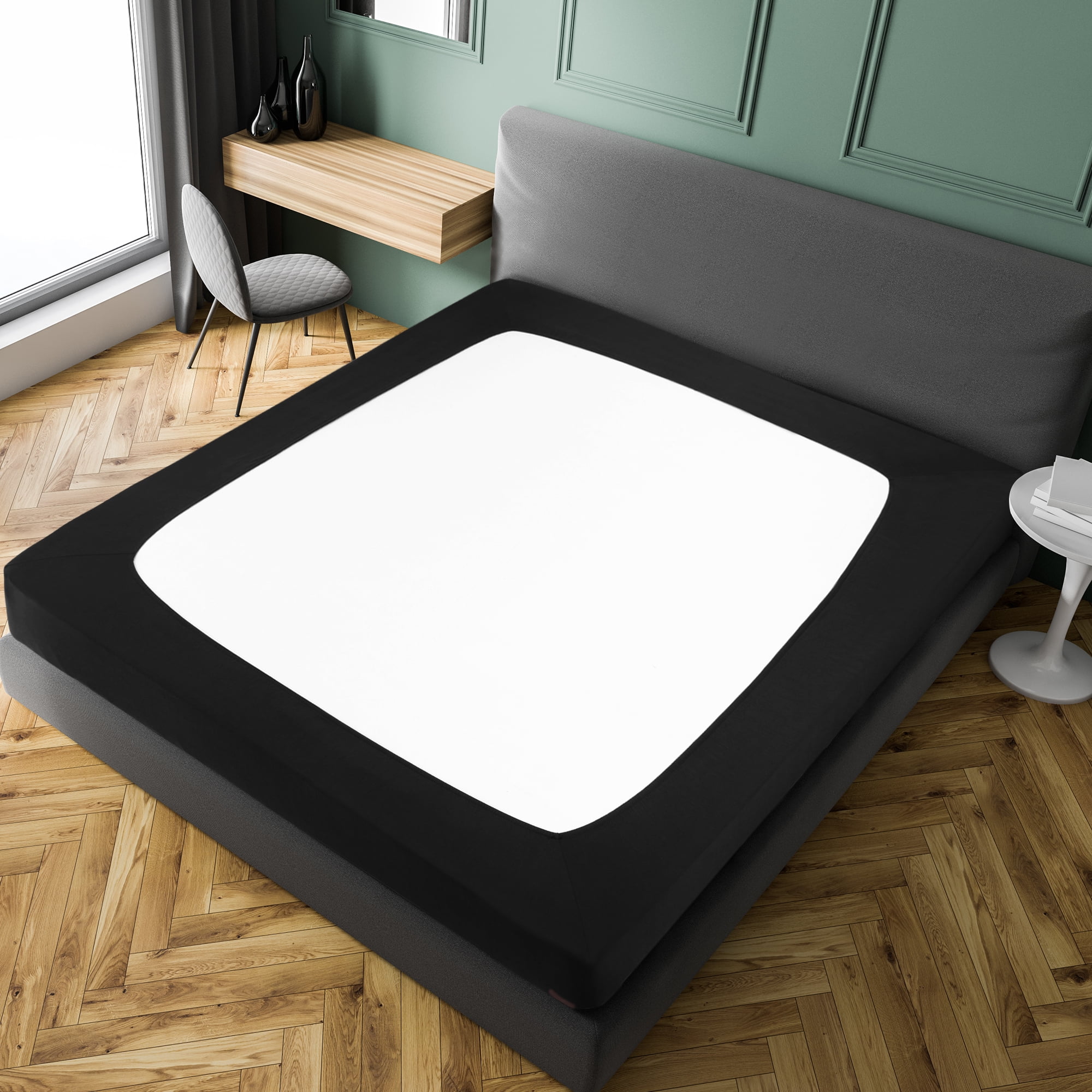 Black Polyester Queen Size Stretchable Box Spring Cover
