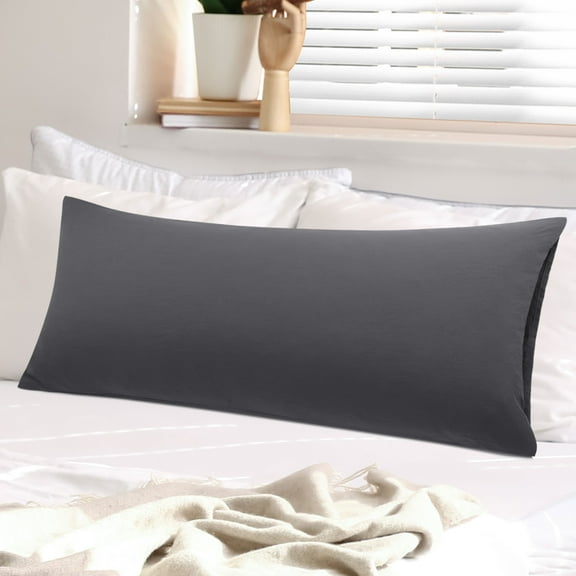 REGALWOVEN Brushed Body Pillowcases Soft Breathable Washed Microfiber Long Pillow Covers with Envelope Closure Dark Gray King