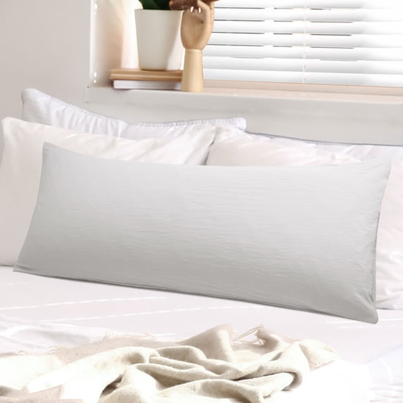 REGALWOVEN Brushed Body Pillowcases Soft Breathable Washed Microfiber Long Pillow Covers with Envelope Closure Light Gray Jumbo