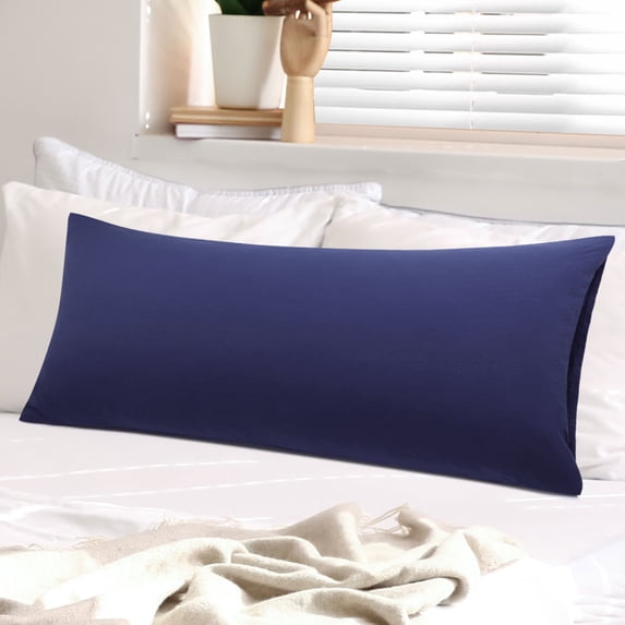 REGALWOVEN Brushed Body Pillowcases Soft Breathable Washed Microfiber Long Pillow Covers with Envelope Closure Navy Blue Jumbo