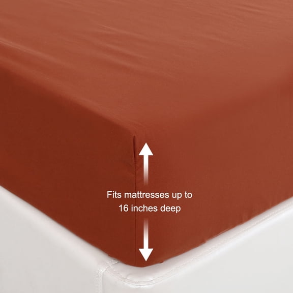 REGALWOVEN Brushed Microfiber Fitted Sheet Queen Mattress Protector, 78"x60" Orangered