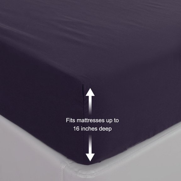 REGALWOVEN Brushed Microfiber Fitted Sheet Twin Mattress Protector, 75"x39" Dark Purple