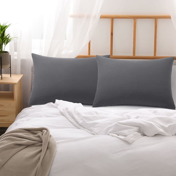 REGALWOVEN Brushed Pillowcases Set of 2 Soft Breathable Washed Microfiber Pillow Covers with Envelope Closure Dark Gray King