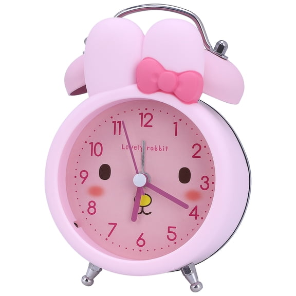 REGALWOVEN Bunny Design Mechanical Alarm Clock, Loud Alarms, Non-Tick, Cute Expression Pattern for Teens Pink 3.5"L x 2.2"W x 5.1"H