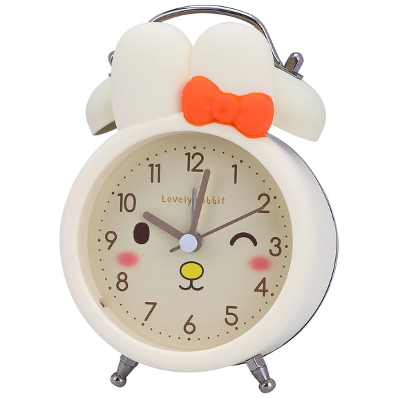 REGALWOVEN Bunny Design Mechanical Alarm Clock, Loud Alarms, Non-Tick, Cute Expression Pattern for Teens Yellow 3.5"L x 2.2"W x 5.1"H