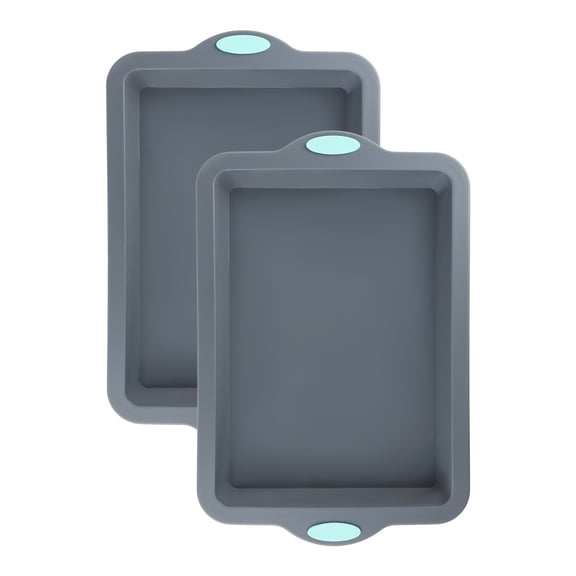 REGALWOVEN Cake Pan Nonstick Silicone Baking Pan, Easy Release, Sheet Pans for Baking Cakes, Cheesecakes, Pie, and Lasagna 2 Packs Gray 15.0*9.9*1.5in