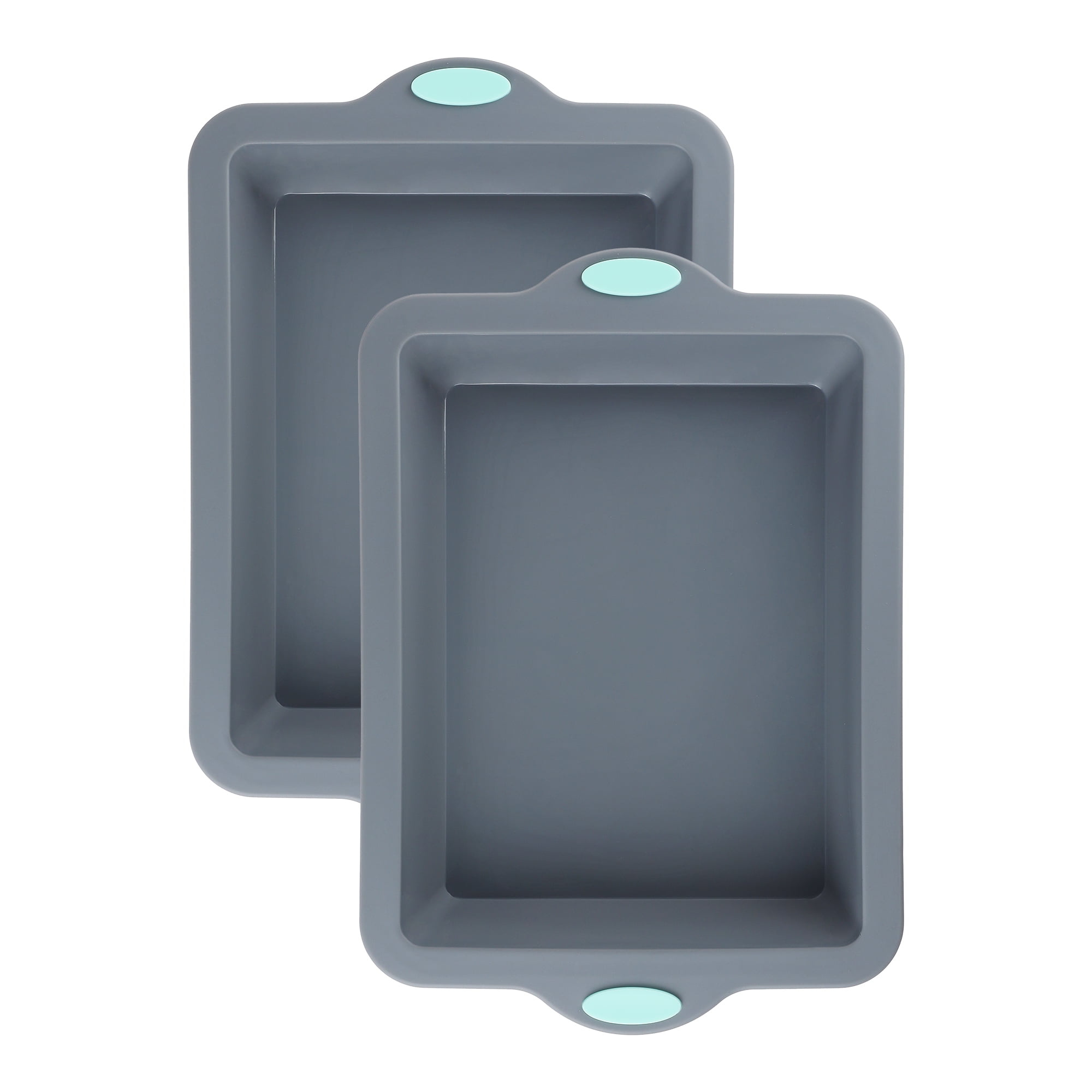 REGALWOVEN Cake Pan Nonstick Silicone Baking Pan, Easy Release, Sheet Pans for Baking Cakes, Cheesecakes, Pie, and Lasagna 2 Packs Gray 13.0*9*2.1in
