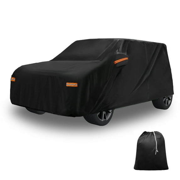 Unique Bargains Car Cover 210D-PU Oxford Outdoor Full Car Cover All Weather Waterproof Windproof Sun Protection with Driver Door Zipper Black for Kia Soul 2009-2024