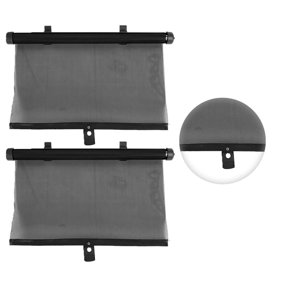REGALWOVEN Car Sun Shade Roller for RV Camping Against UV keep cool w Suction Cup 17.7" x 15.7" Metal Black 2Pcs
