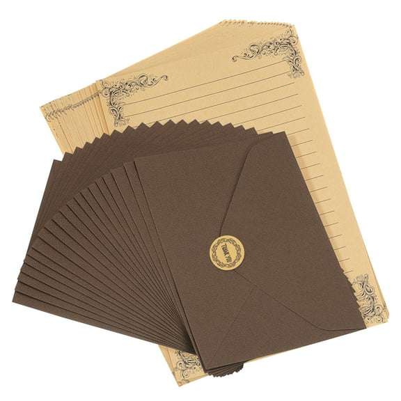 REGALWOVEN Card Envelopes Set, 2V Flap Greeting Business Card Envelope with Letter Sticker Coffee