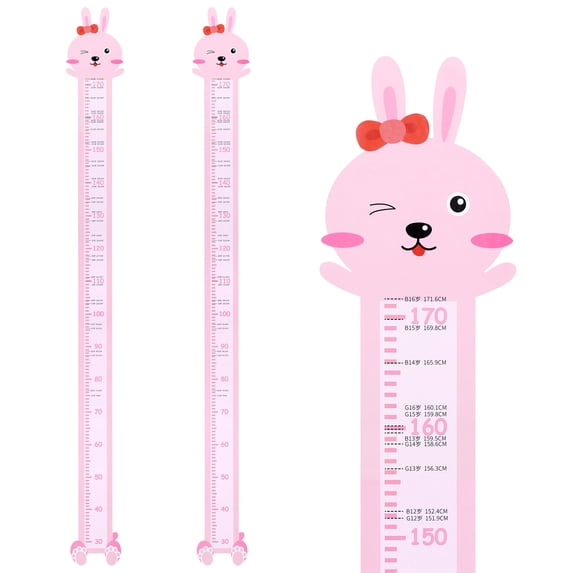 REGALWOVEN Cartoon Animals Height Chart Sticker, Peel and Stick Growth Chart with Age and Average Height Markings for Teens Baby Bedroom Pink 66.1 x 8.3 Inch