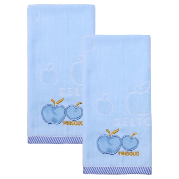 REGALWOVEN Cartoon Embroidered Hand Towels, 29" x 13" Soft Absorbent Durable Towels for Bathroom, Kitchen, Home Decor Blue 2pk