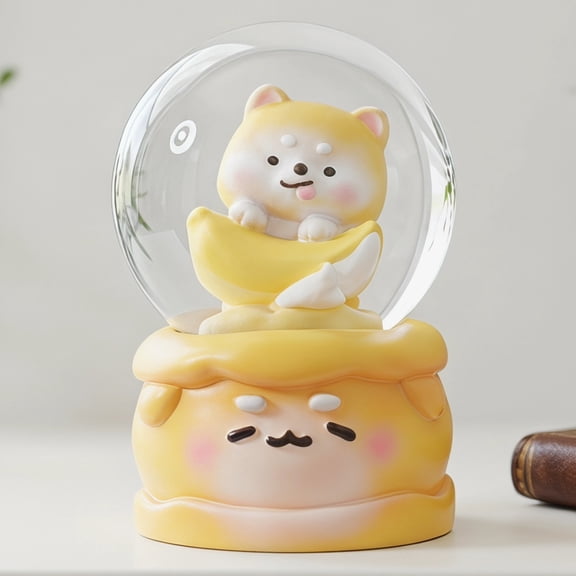 REGALWOVEN Cartoon Light Up Crystal Ball - Mini Resin Snow Globe, LED Sphere, Room Desktop Night Light Orange Style C 1.8"L x 1.8"W x 2.7"H