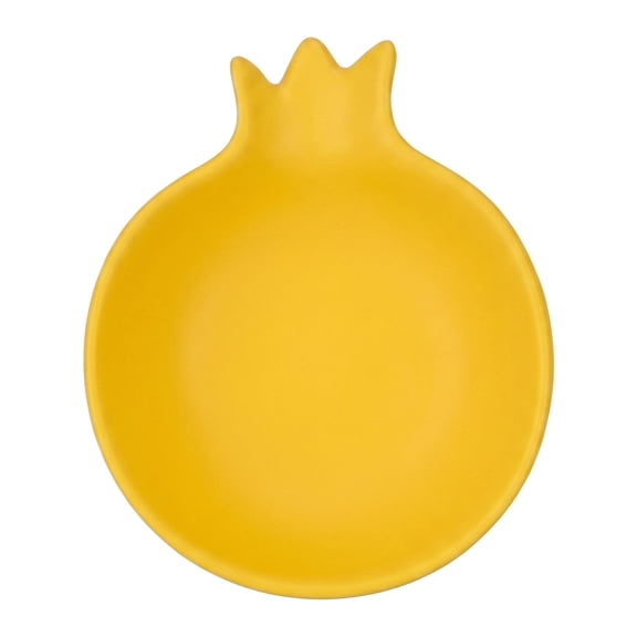 REGALWOVEN Ceramic Pomegranate Decorative Bowl - Artistic Fruit Shaped Trinket Dish for Jewelry & Realistic Textured Bowl Yellow 4.4"L x 3.7"W x 1.2"H