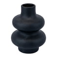 thumbnail image 1 of REGALWOVEN Ceramic Vase for Flowers, Modern Ripple Textured Decorative Vase , Matte Round Flower Vase for Centerpiece Black 4.7"L x 4.7"W x 6"H, 1 of 5